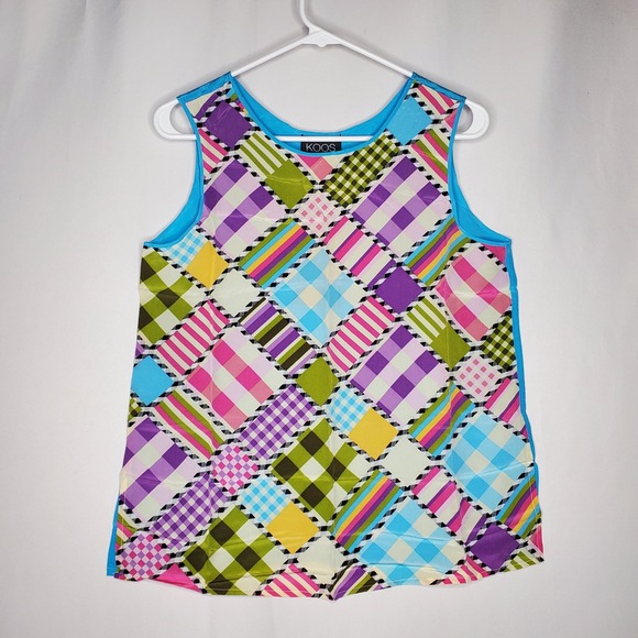 Koos Of Course Tops - Koos of Course 100% Silk Patchwork Sleeveless Tank Top Multi Color Small
